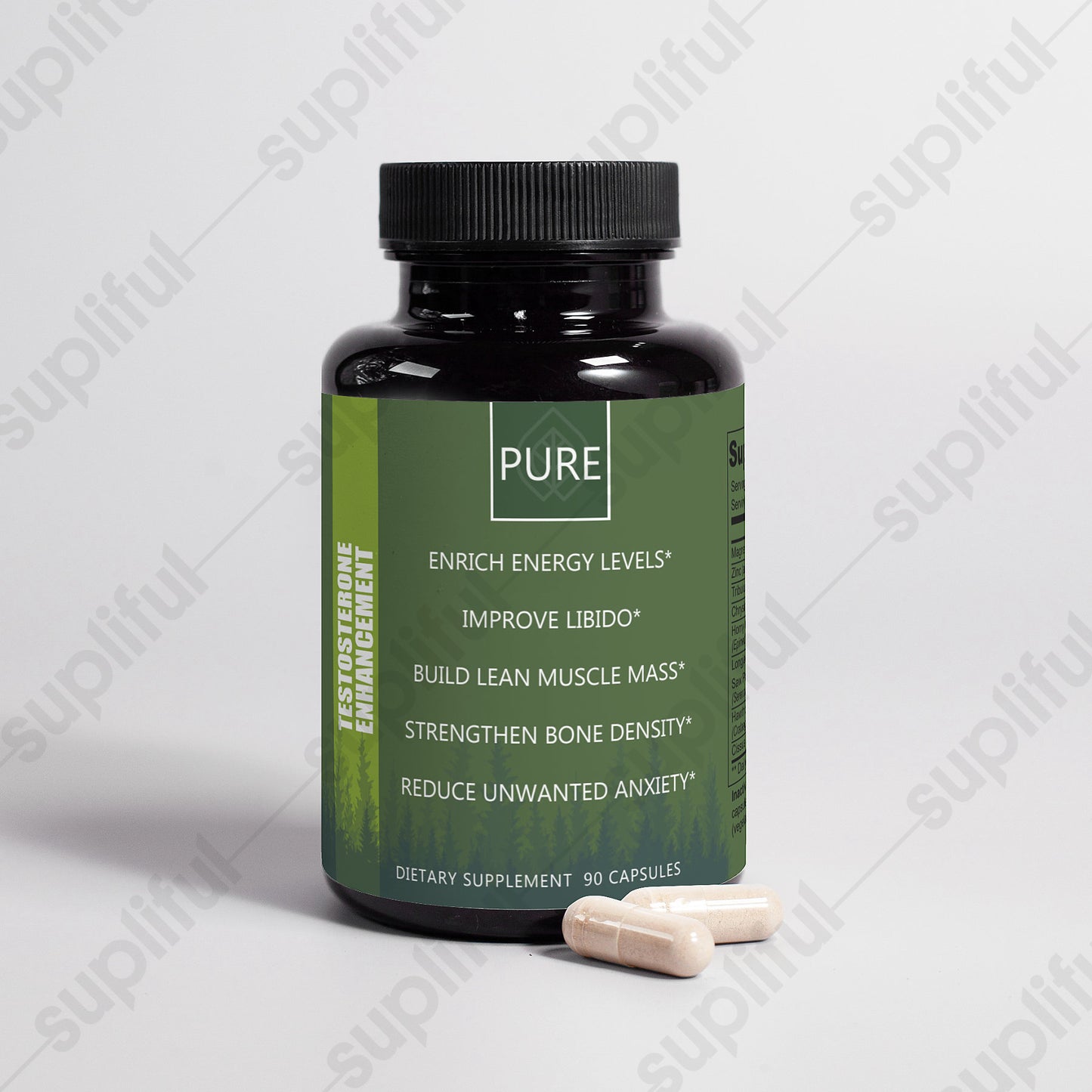 Natural Organic Testosterone Enhancement - Vegan Capsules PURE Supplement