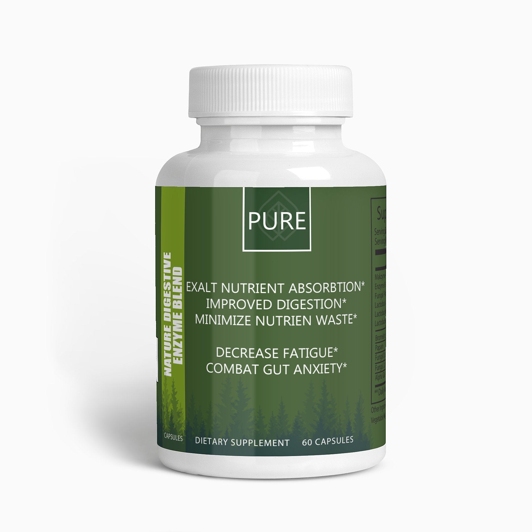 Digestive Enzyme Blend for Enhanced Nutrient Absorbtion - Vegan Capsules PURE Supplement