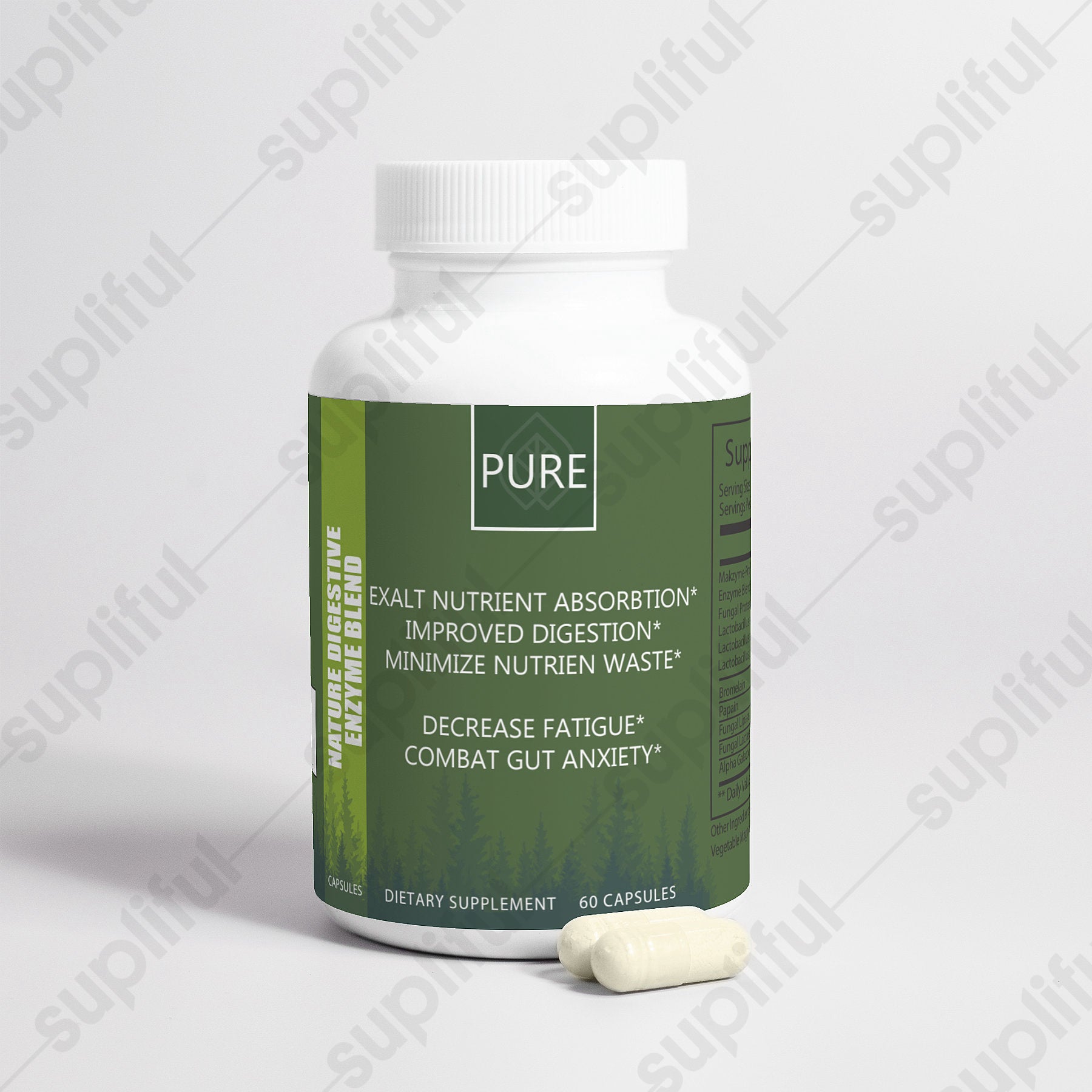 Digestive Enzyme Blend for Enhanced Nutrient Absorbtion - Vegan Capsules PURE Supplement